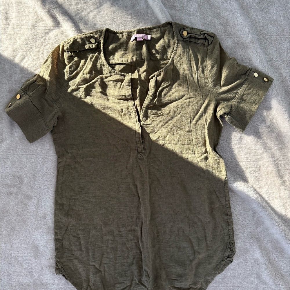 Calypso St Barth Olive Green Button-Up Shirt